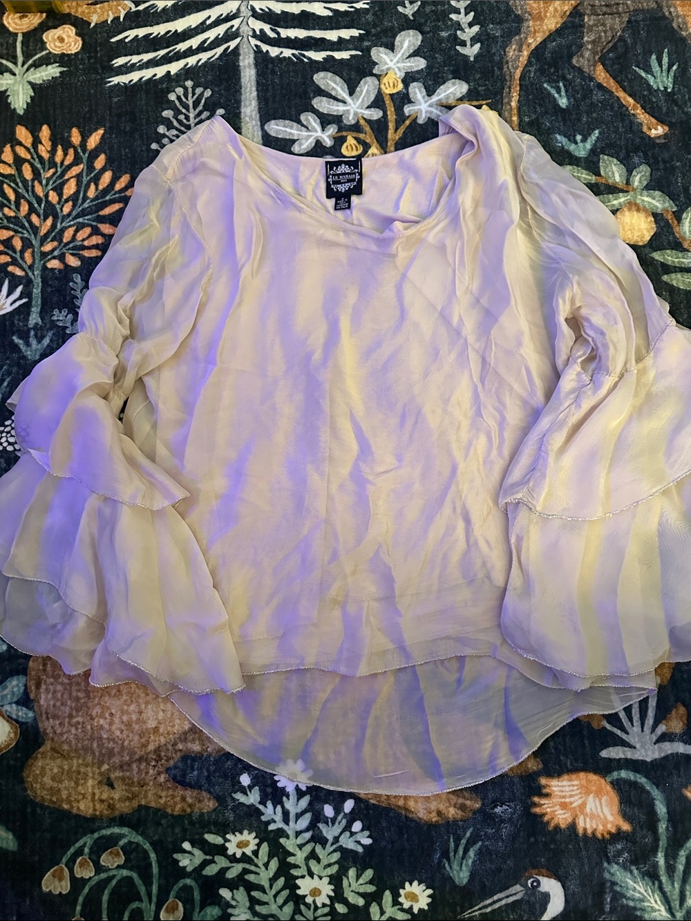 Le Marais  Paris Light Tiered Ruffle Sleeve Blouse